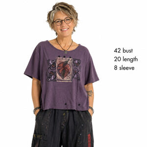 Blue Fish Painted Purple Short Sleeve Art to Wear T Shirt Top 1996 Vintage 1/ L